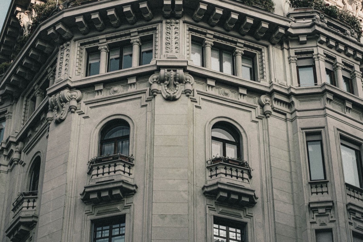 Ornate facades of a historic building in central Milan
